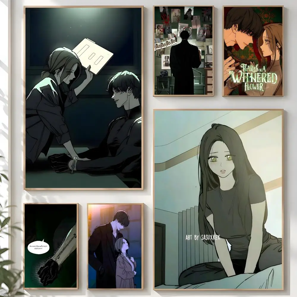 Anime Tears on a Withered Flower Poster - Creative Room Art Decor for Dormitory Bedroom Study Apartment - Unique Home Gift