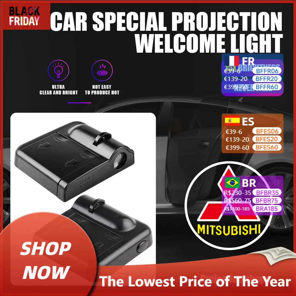 Car Wireless HD Projector Light Car Door Welcome Lamps For Mitsubishi Space Star Lancer Outlander Xl Eclipse Cross Asx Ralliart