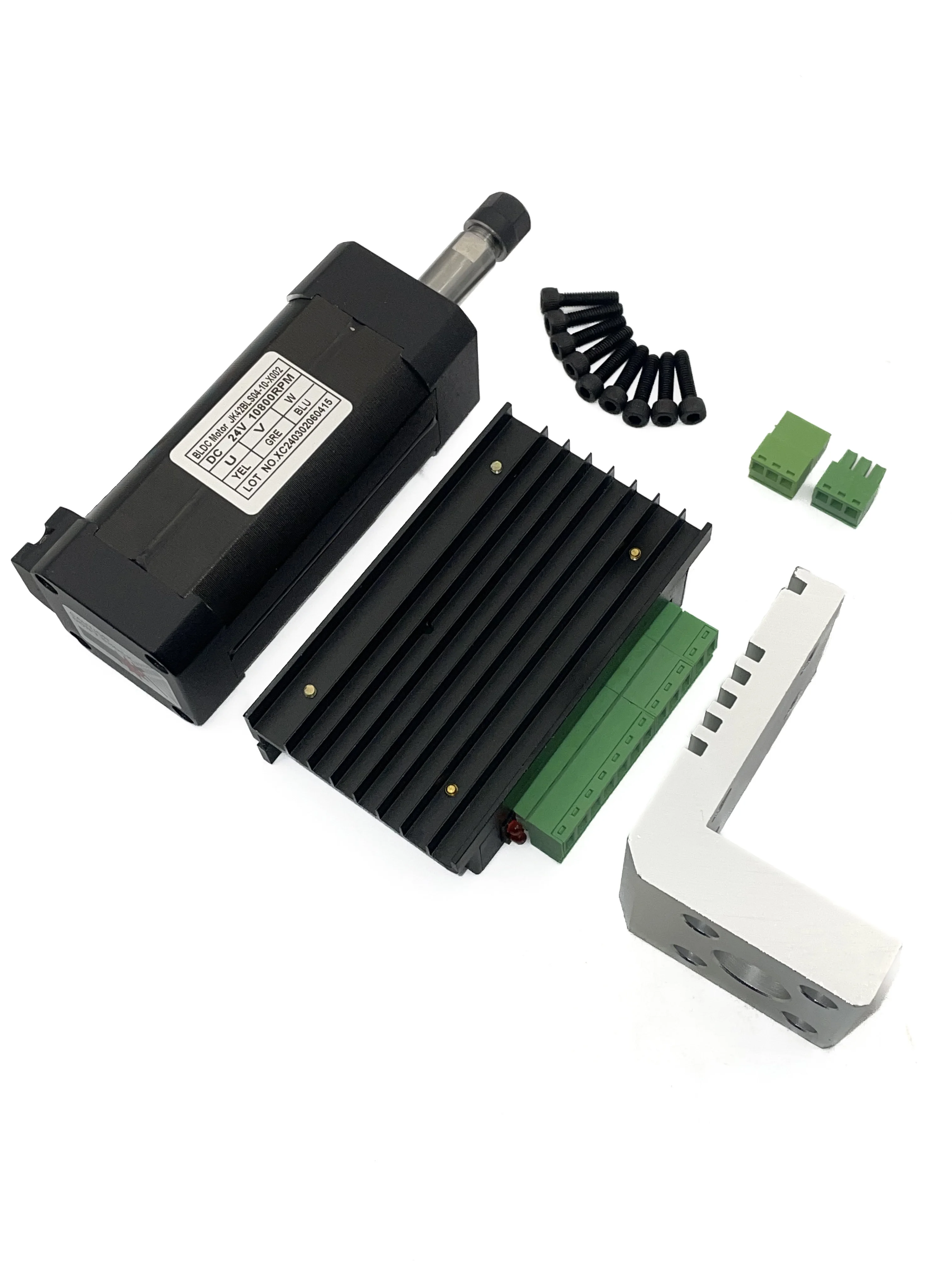 Good Price 104W 24VDC motor air-cooled brushless spindle motor + NBD200 driver + support base for CNC analog speed change PWM