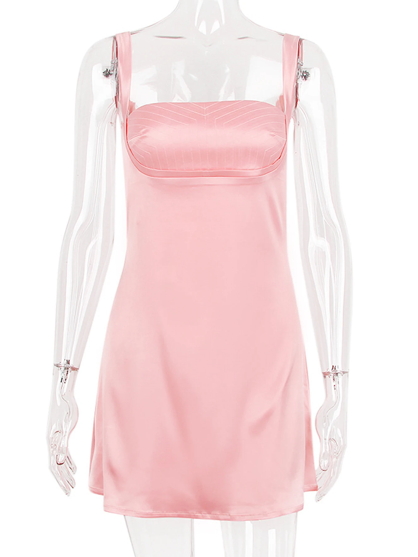 فستان صيفي قصير مثير من الساتان الأبيض بدون ظهر للنساء فساتين أنيقة قصيرة لحفلات أعياد الميلاد فساتين سهرة لوصيفة العروس