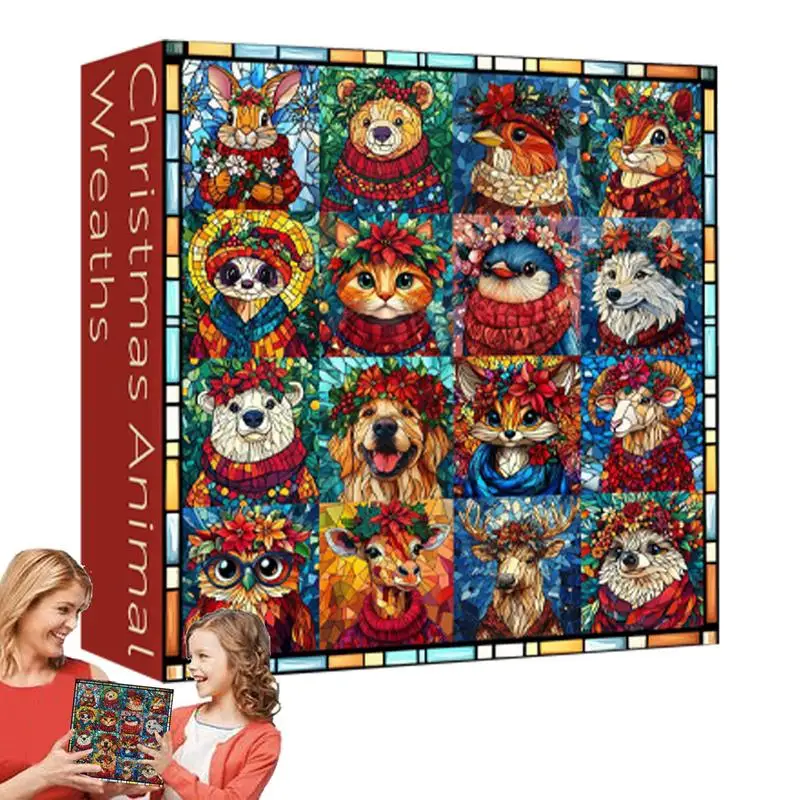 New Year Animal Christmas Puzzles Learning Holiday Puzzle Christmas Animal Wreath Puzzle Educational Puzzle Toy for Family Party