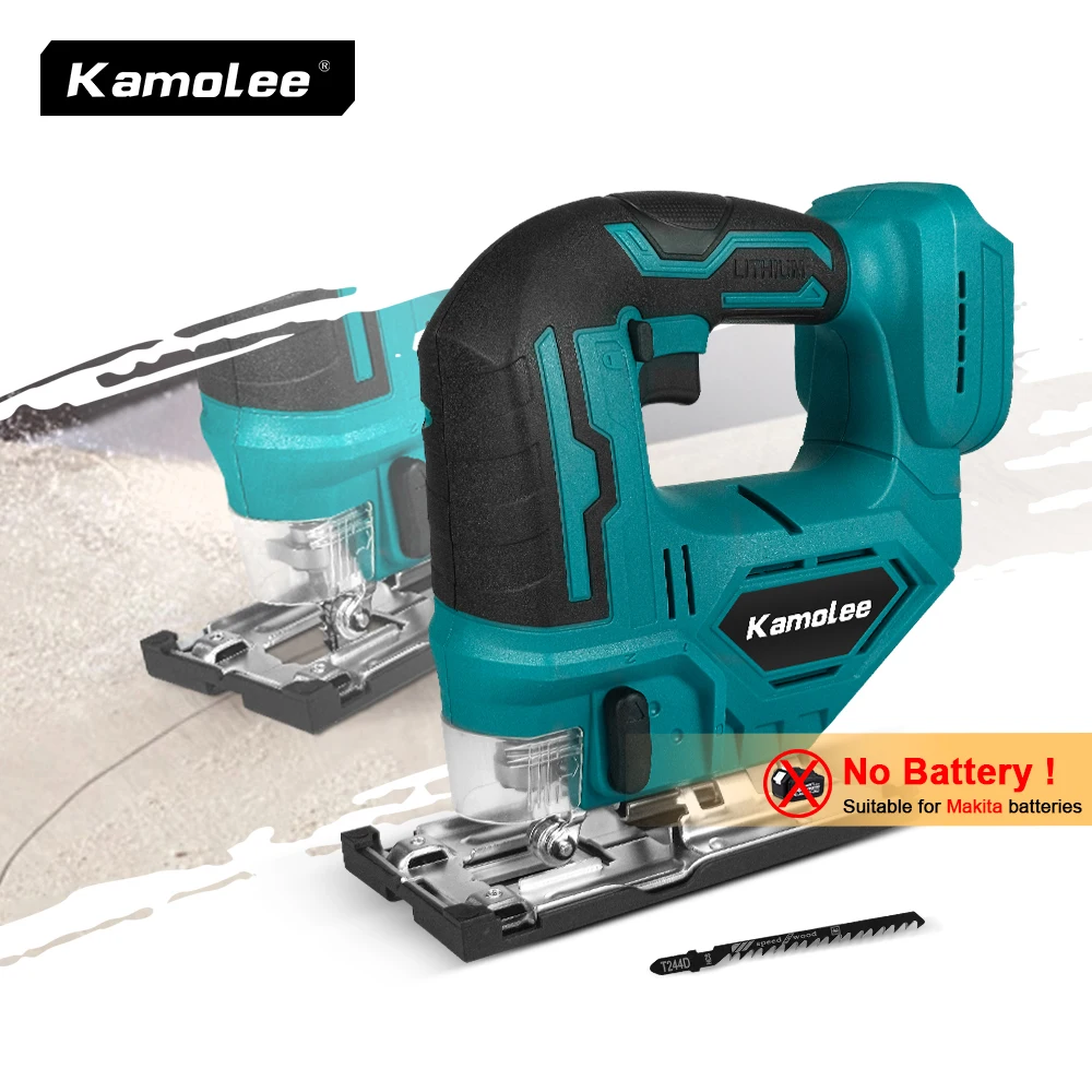 

Kamolee Electric Curved Saw Cordless Jig Saw Portable Multi-Function Carpenter Power Tool For Makita 18V Lithium Battery