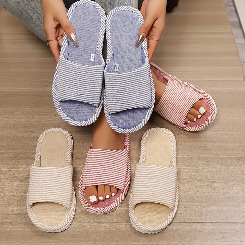 

Hemp Casual Women's Slippers Home Flats Spring Summer Luxury Designer Woman Shoes Fashion 2026 Indoor Slides Soft Sole Elegant