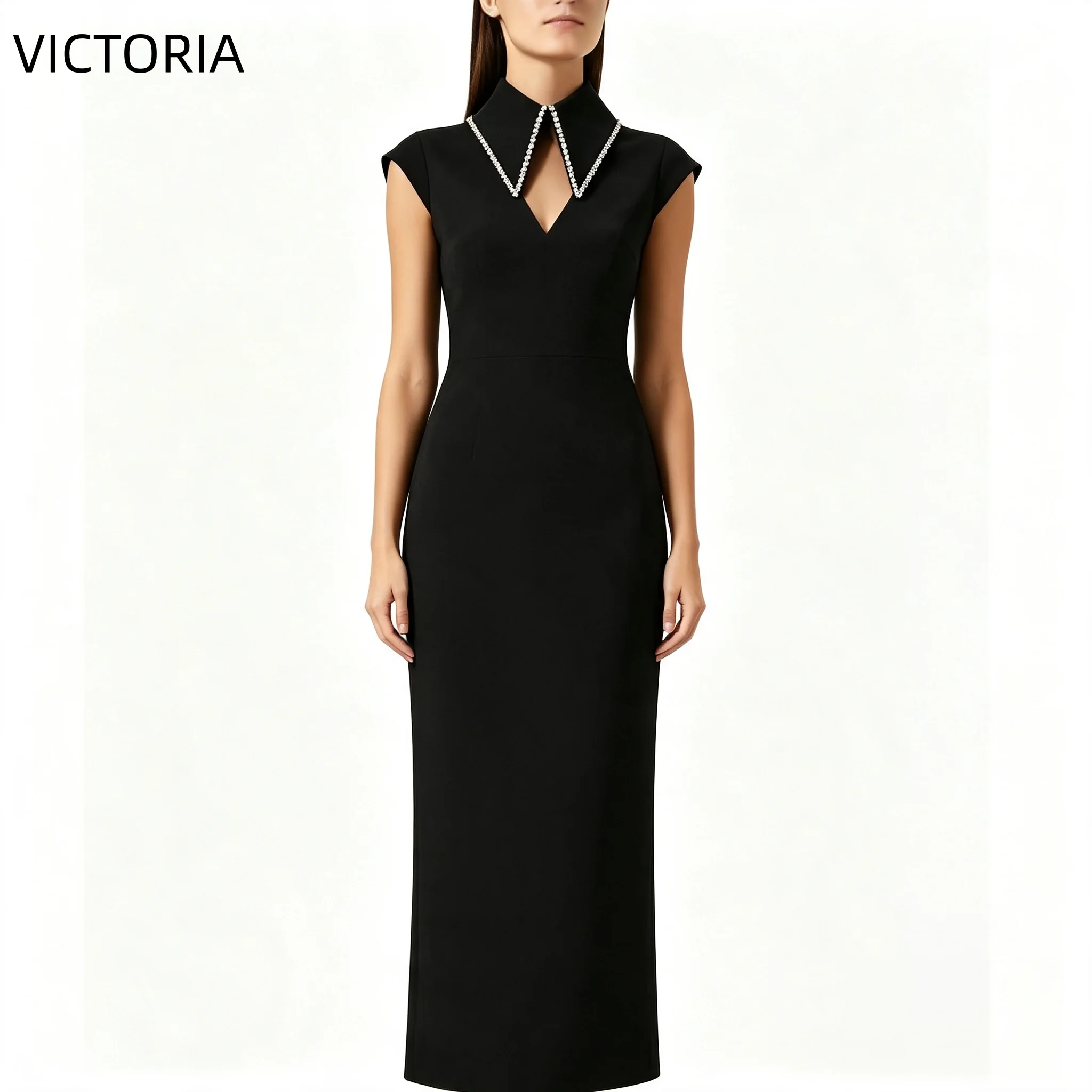 V-Neck Floor Length Women's Wedding Party Attire Column Mother Of The Bride Dress Zip-back Wedding Guest Dress Customized