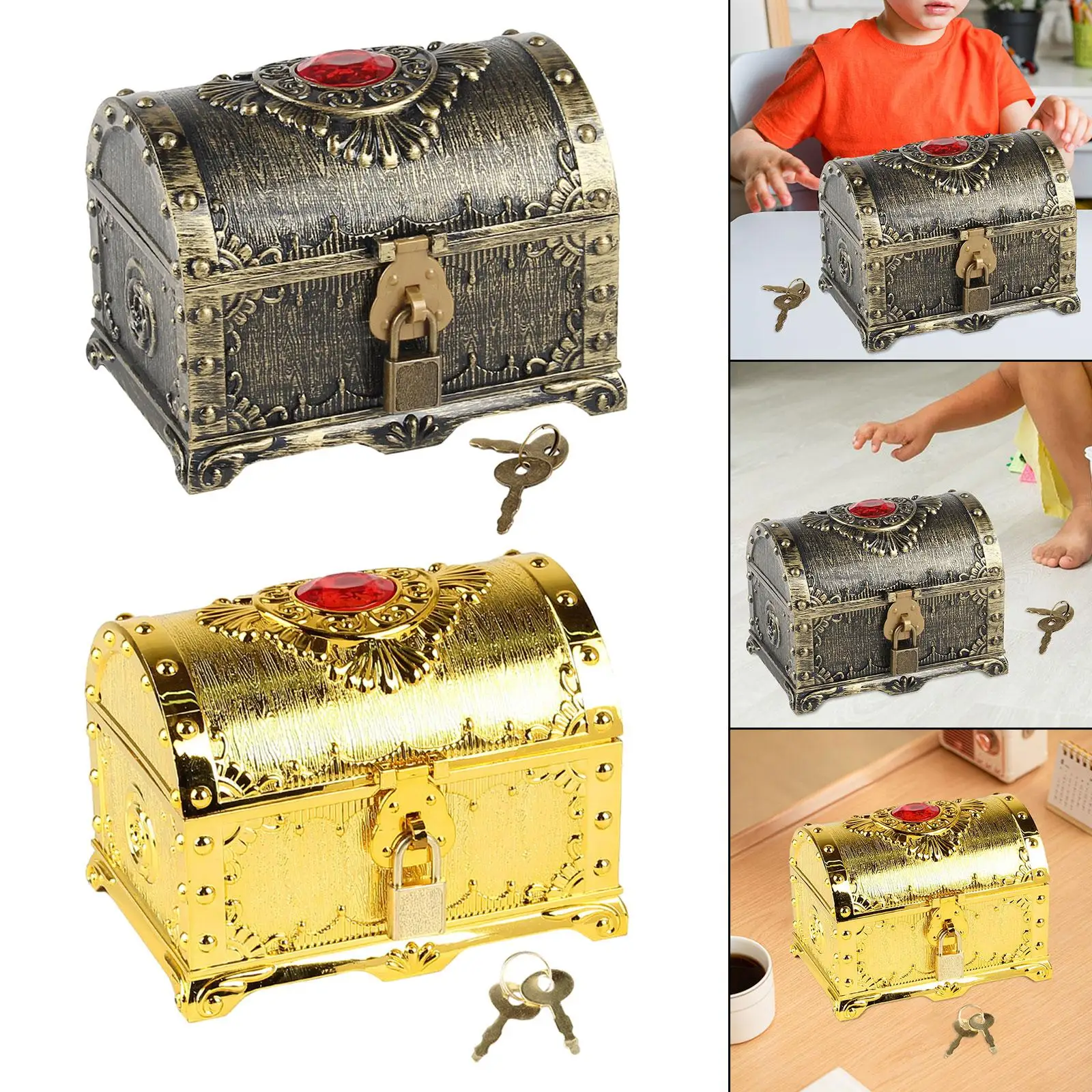 Adventurous Treasure Box for Kids with Lock and Key Pirate Treasure Chest