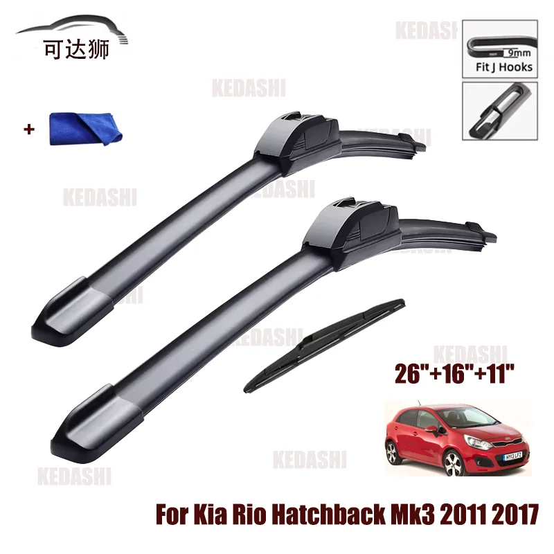 

Автомобильная щетка стеклоочистителя для Kia Rio Hatchback Mk3 2011 2017, резиновая силиконовая заправка для лобового стекла, стеклоочиститель переднего стекла 26 "+ 16" автоаксессуары
