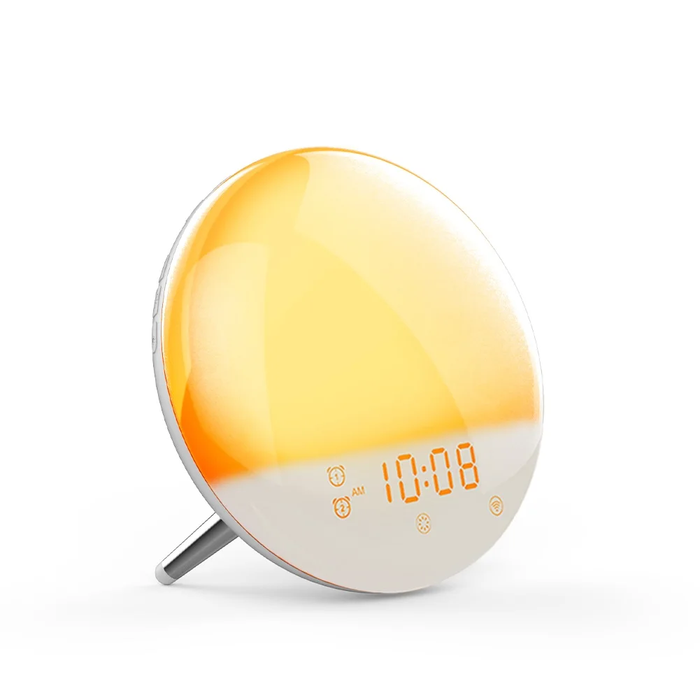 Moes 2025   WiFi 2nd Generation Smart Wake-up Light with 7 Colours, Sunrise and Sunset Simulation, 4 Alarms, FM Radio, Snooze