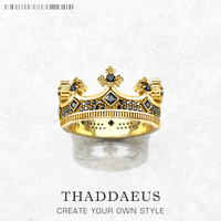 Royal Power Crown Golden Ring in 925 Sterling Silver Victorian Vintage Gift for Men Women Europe Summer New Fine Jewelry