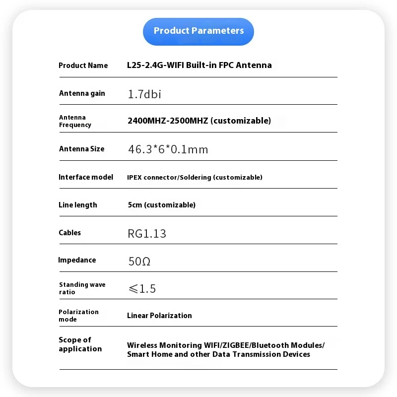 50 Uds GSM2400-2500Mhz de banda completa puerta de enlace IOT móvil polarización Vertical integrada FPC antena suave comunicación de acceso Wifi An