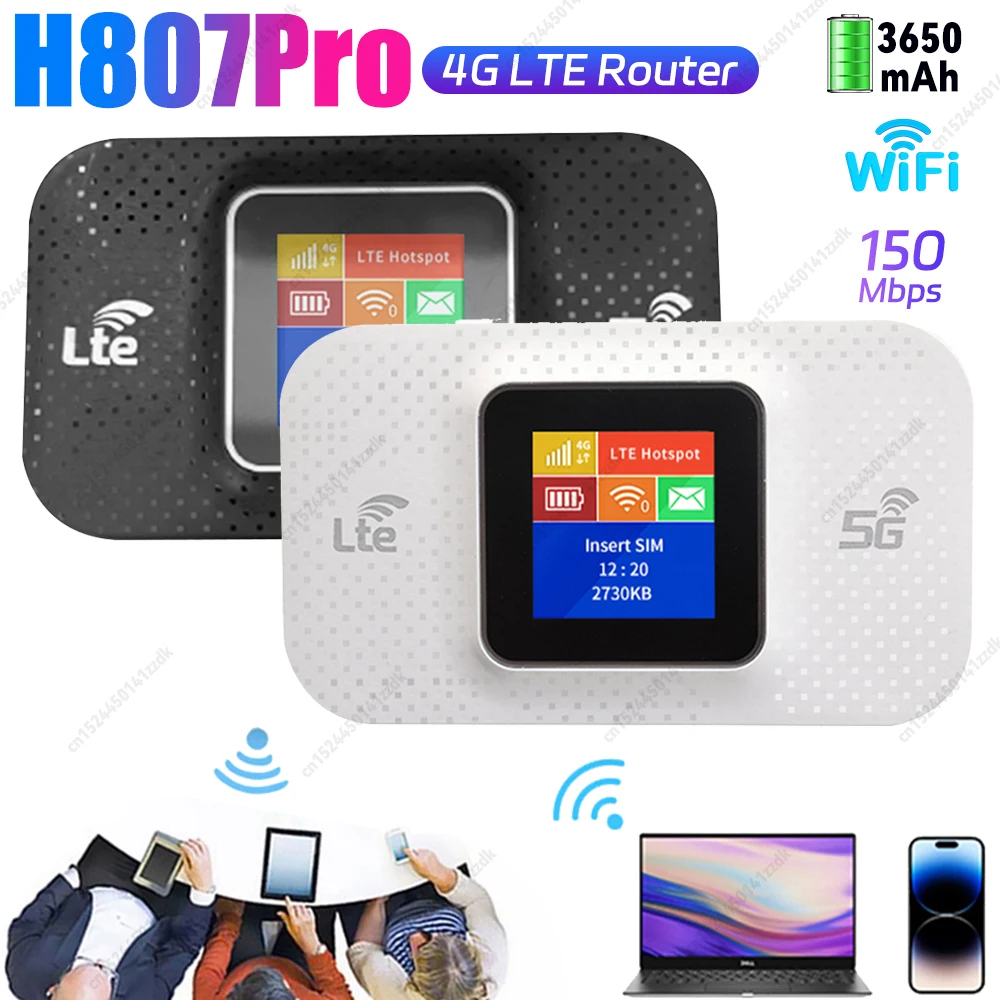 H807Pro 4G Lte WiFi Router 150Mbps Sim Card Slot Repeater 3650mAh Mobile WiFi Router Mini Outdoor Hotspot Wireless Router
