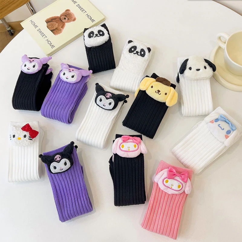 Anime Sanrio Kuromi My Melody Cinnamoroll Socken für Kinder Mädchen Cartoon Kawaii Koreanischer Stil Mid-Tube Trendige Studentensocken