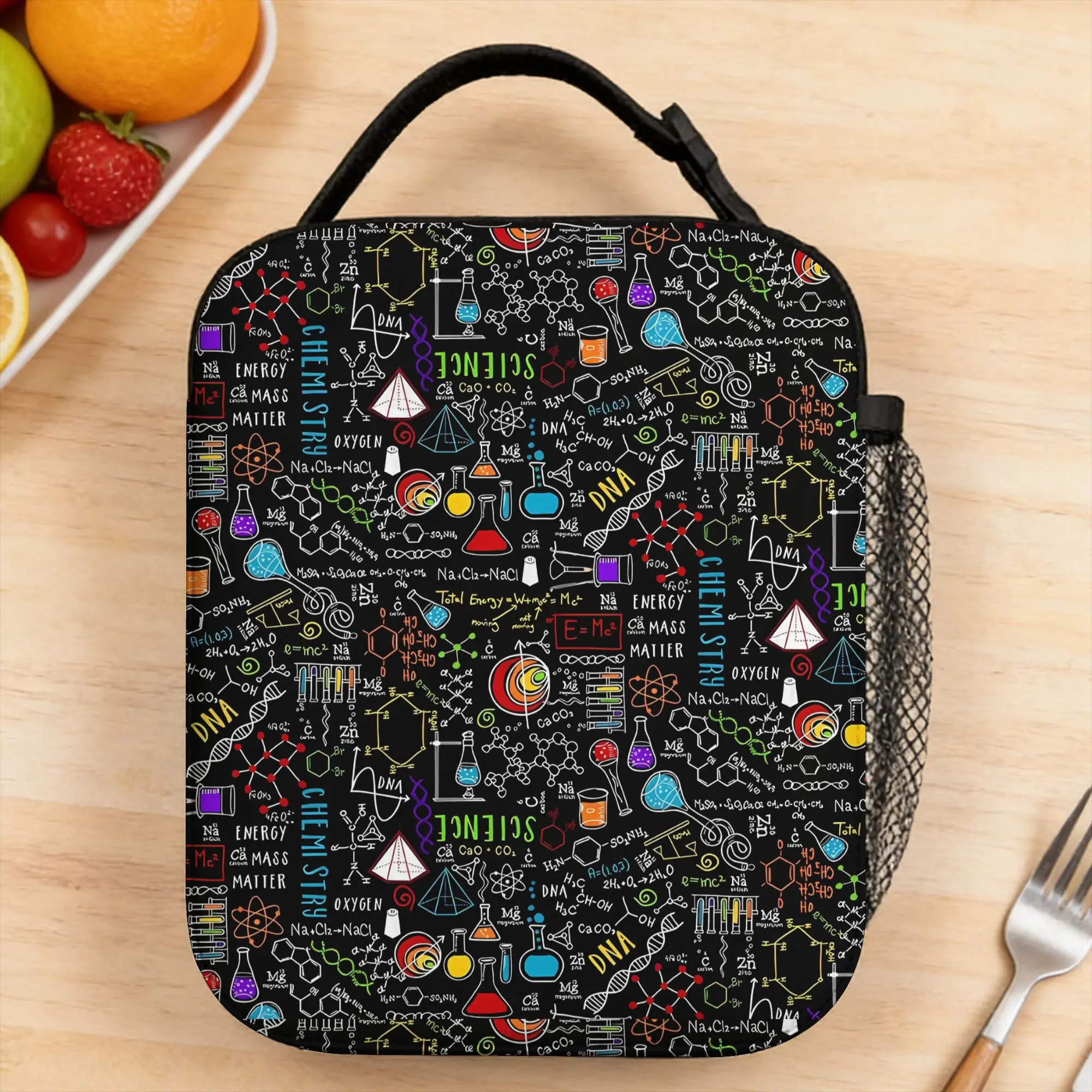 Novelty Mad Scientist Science Project Lunch Bag Vintage Picnic Lunch Box Designer Portable Tote Food Bags