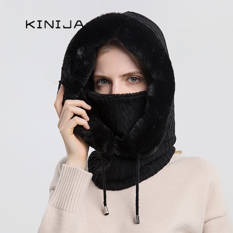 Women\'s Black Cute Bear Balaclava Warm Hooded Scarf Beanie Hat Skull Pullover CoCoMangos Balaclava Face Mask Women Men Y2k Ski Mask Knit  main image 3