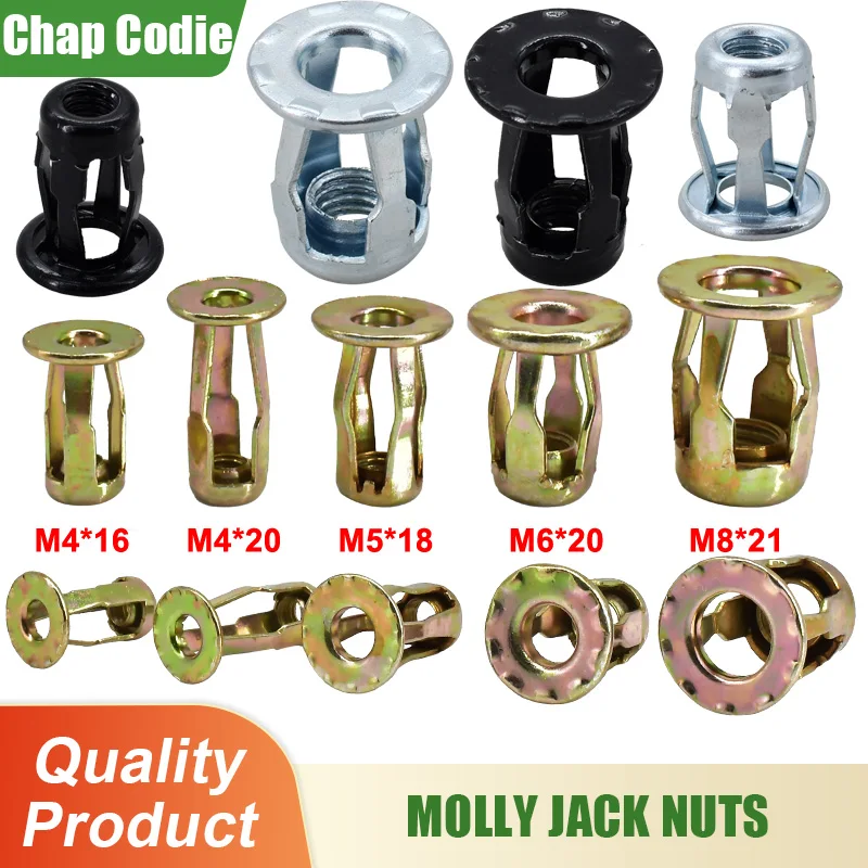 Tuerca de remache de Metal con forma de pétalo de acero al carbono galvanizado, tuercas Molly Jack de expansión, abrazadera de fijación para matrícula, cerradura Rivnut M4 M5 M6 M8