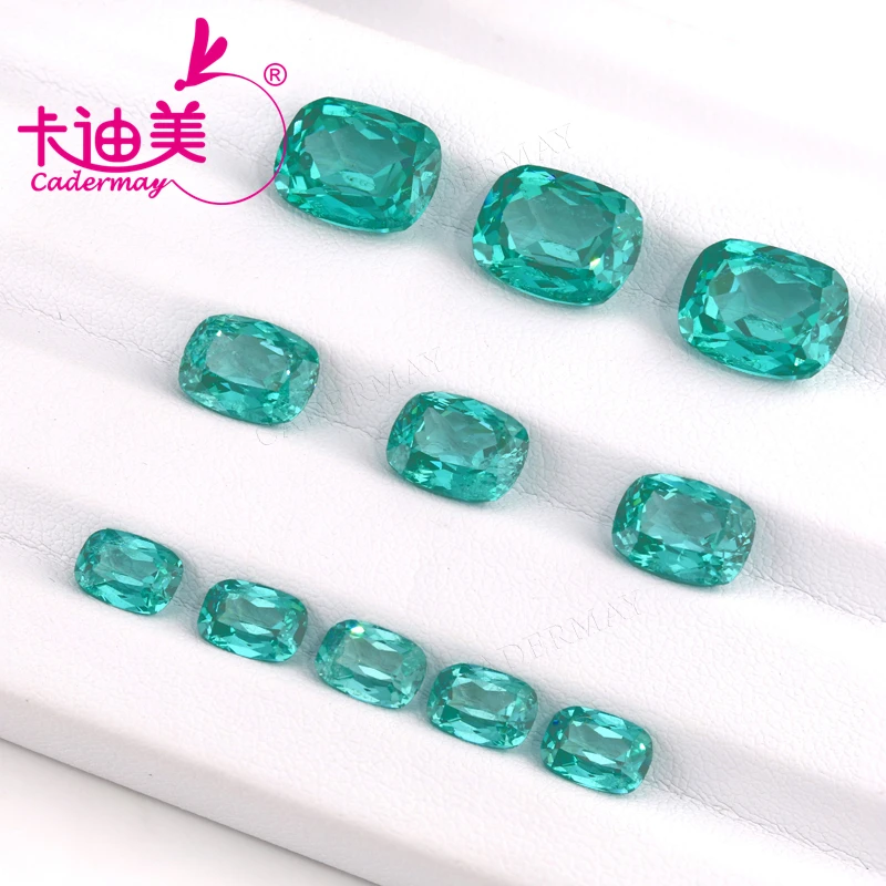 Long Cushion Cut Bluish Green Paraiba Color Lab Grown Yttrium Aluminum Garnet With Inclusions Loose Stone Jewelry Making DIY