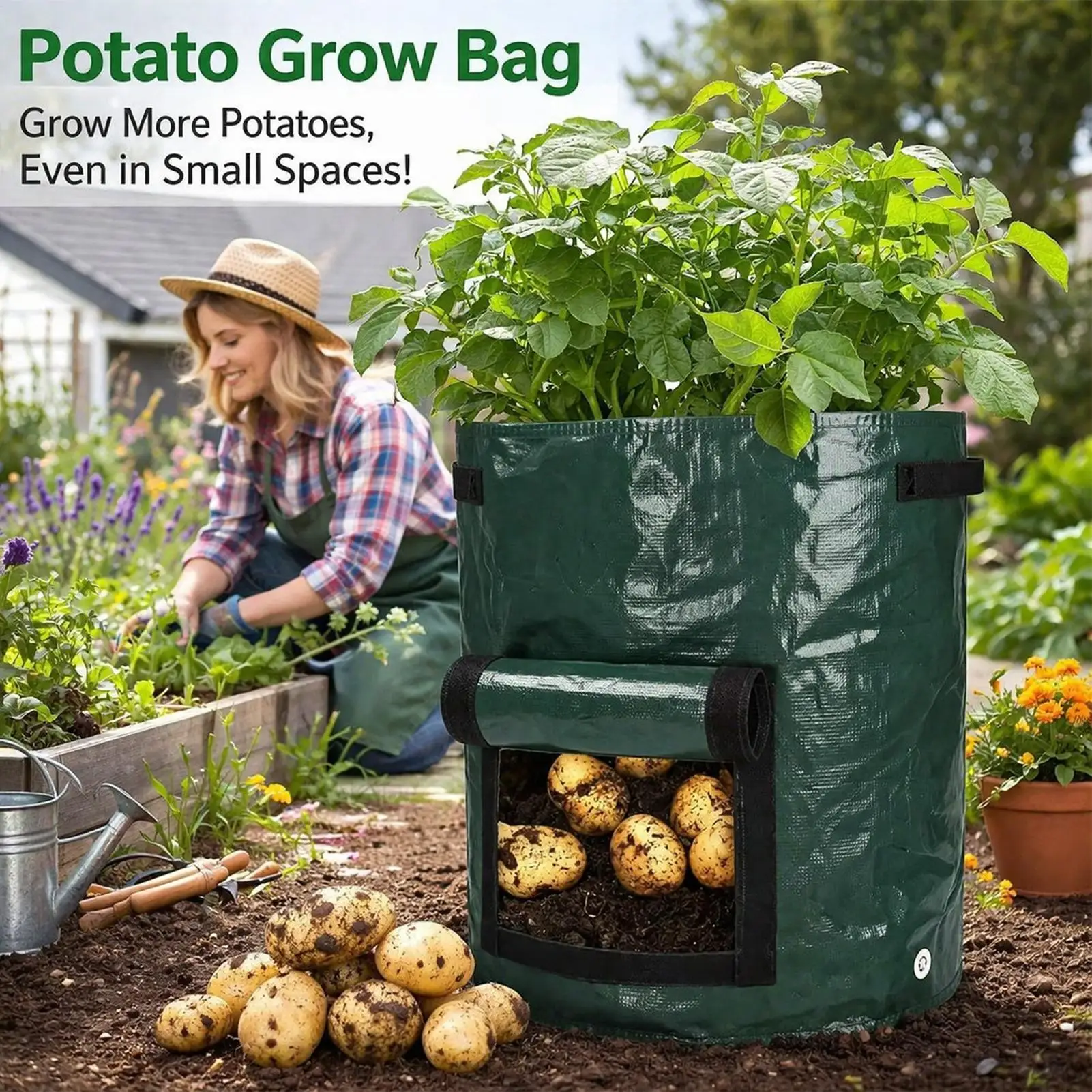 4 pieces Potatoes Grow Bags Gardening Plant Growing Bags for Potato Tomato Carrot & Other Vegetable Planter Container