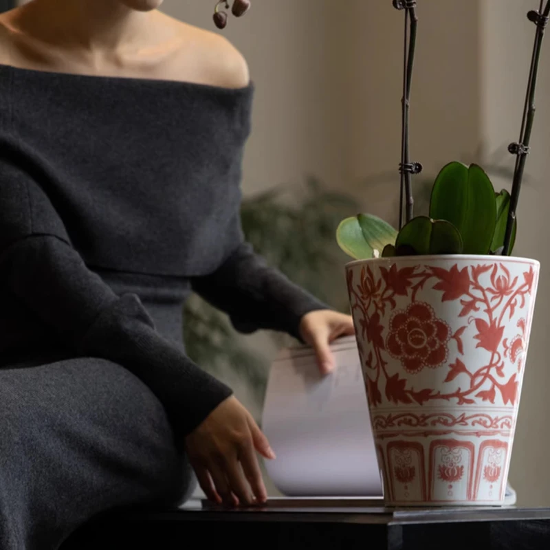 

Creativity Peony Flower Pot Lucky New Year Decoration Elegant Planter Container with Prosperity Symbol Festival Interior Decor