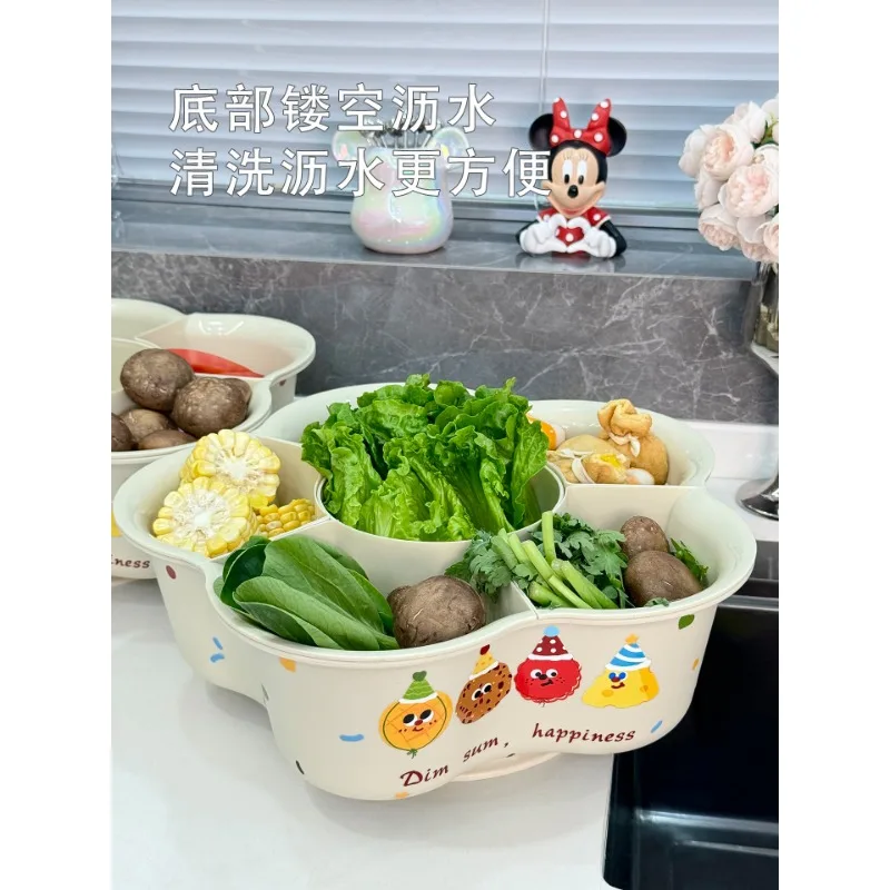 Hot pot side dish household large-capacity kitchen rotatable grid food storage rack multi-layer side dish rack