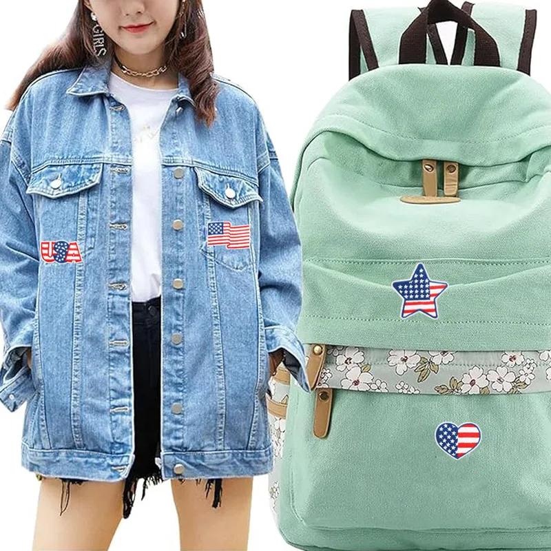 10Pcs USA 4th of July Iron On Patches,American Flag Eagle Firework Embroidery Applique for Clothes Backpack DIY Decoration