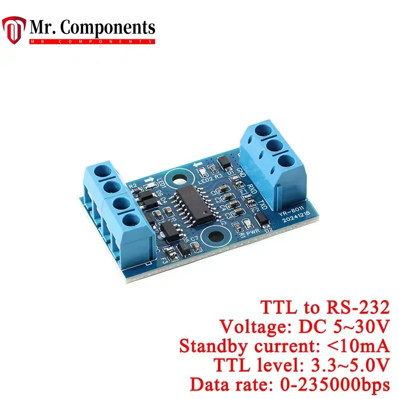 YR-8011/8012 TTL в RS-232/485 Высокопроизводительный модуль преобразователя связи Высокоскоростной 3,3 В/5 В Частота данных 0-235000 бит/с 1 Мбит/с