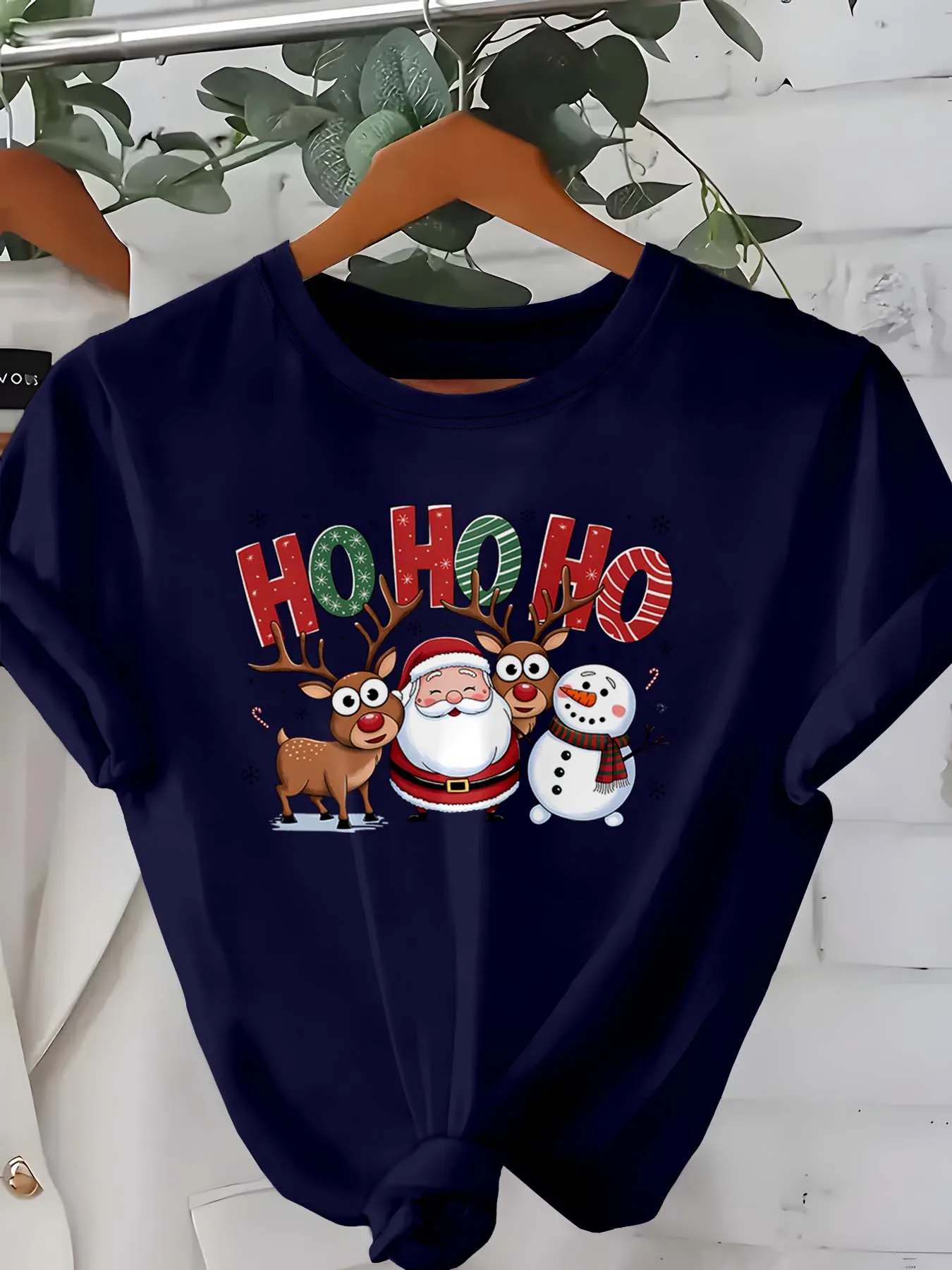 Indumento elegante di design natalizio con pupazzo di neve di renna di Babbo Natale allegro taglie forti