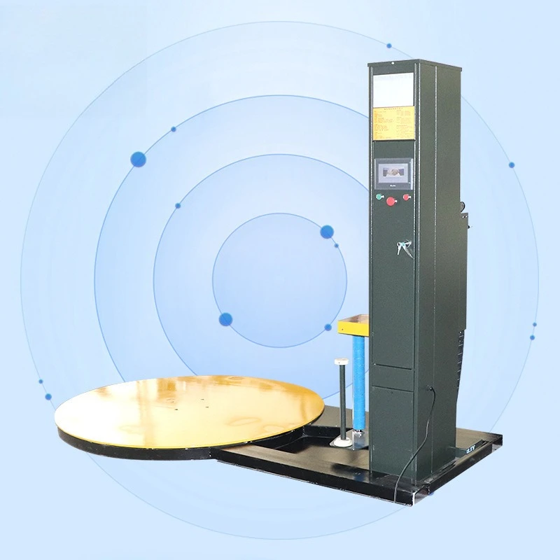 Industrial parcel tray automatic pre-drawn winding film baler
