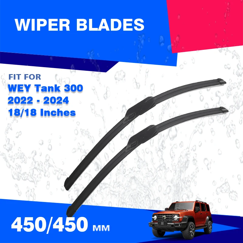 For WEY Tank 300 2022 2023 2024 Front Wiper Blade Windshield Windscreen Window Rubber Brushes Refill 18