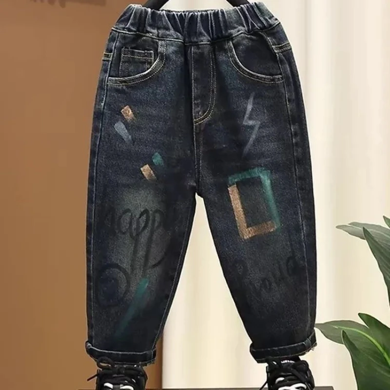 2026 New Boys Denim Jeans Spring Autumn Casual Cool Fashion Pants for Kids Toddler Long Trousers Baby Clothing