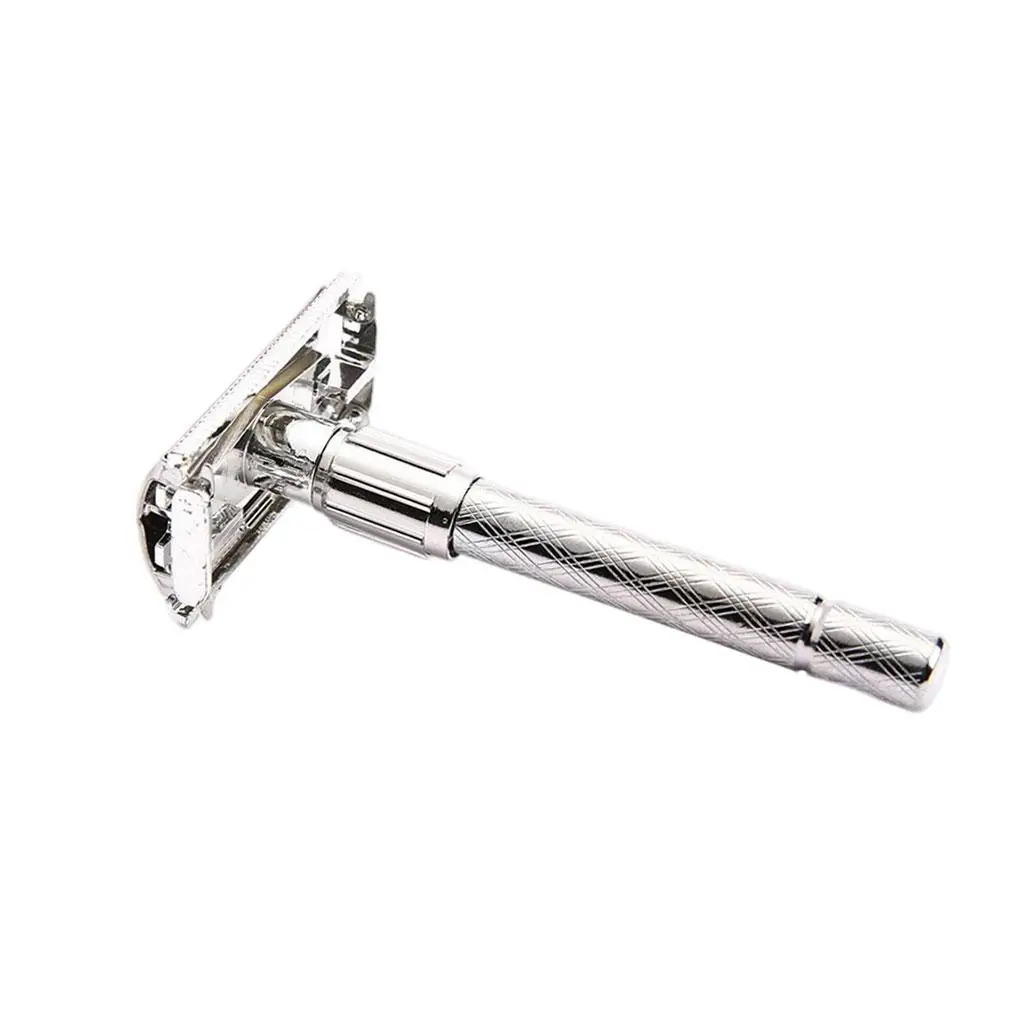 Регулируемая двойная бритва с традиционной, классической длинной ручкой для путешествий, домашнего использования, мужской бородой