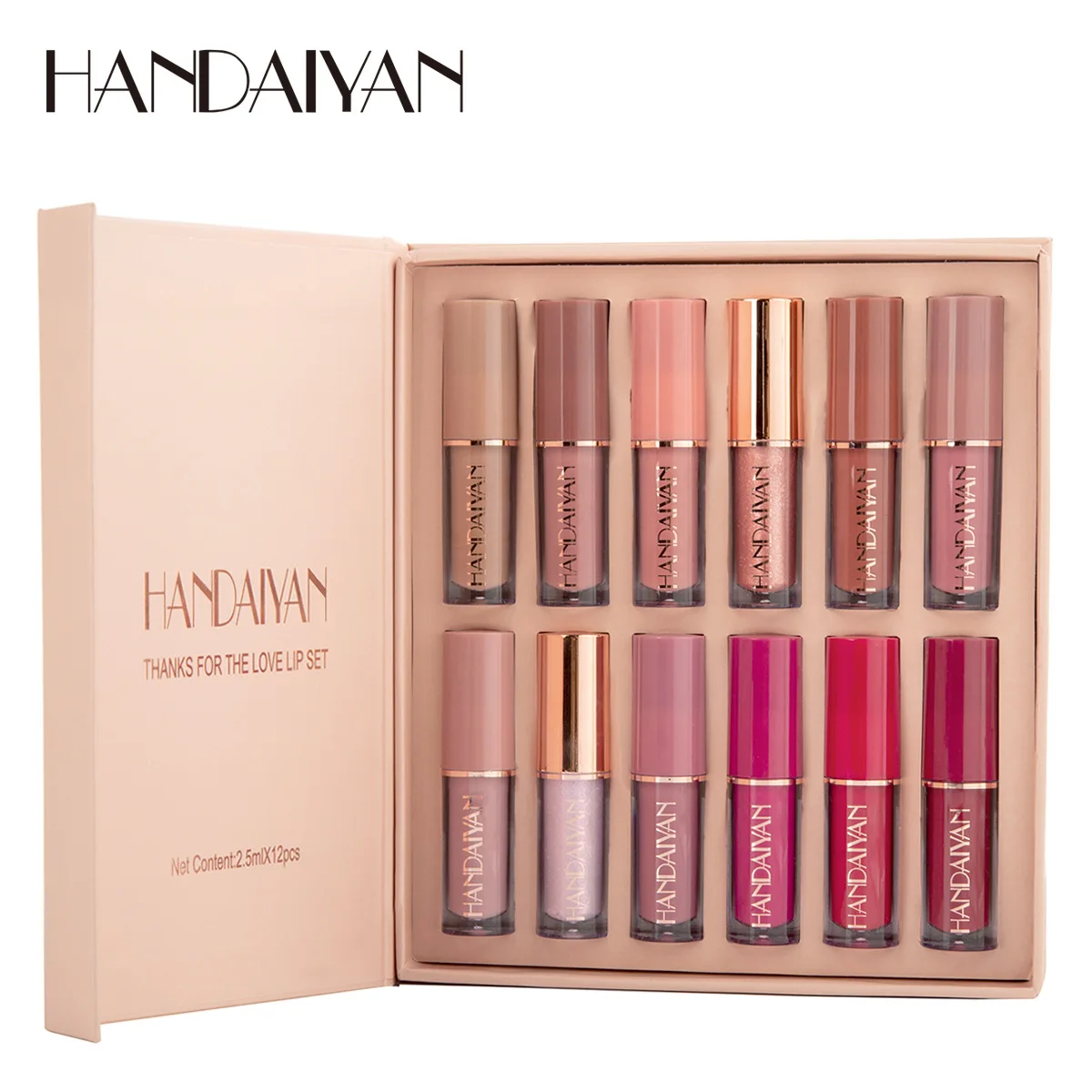 Luxury Brand HANDAIYAN Makeup 12pcs Batom Matte Nude​ Brown Lipstick Set Lip Gloss For Lips Long Lasting 24h Maquillage Femmes