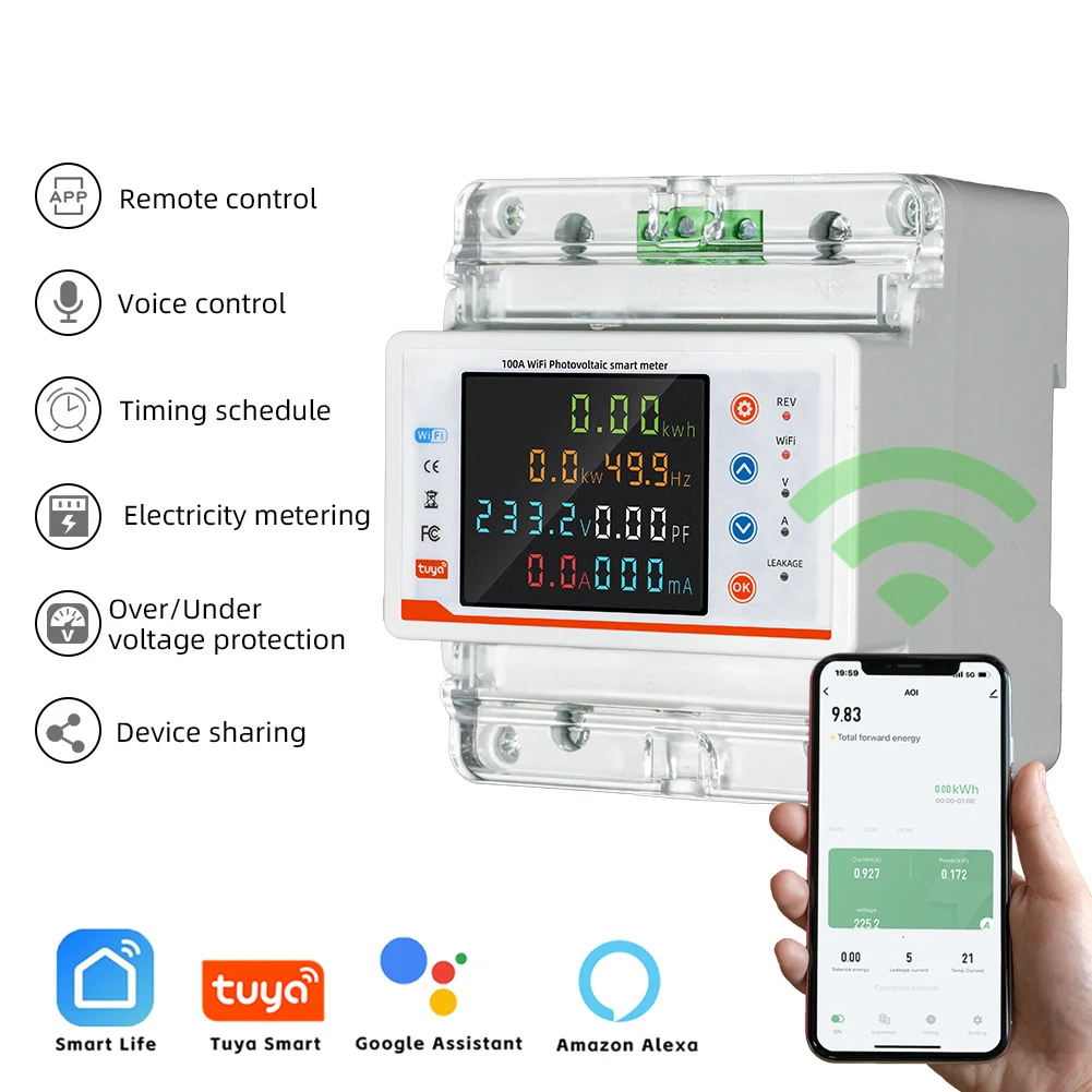 Tuya WiFi Intelligent Circuit Breaker Bidirectional Metering Power Meter Reclosure Switch Multiple Protections Timing Schedule
