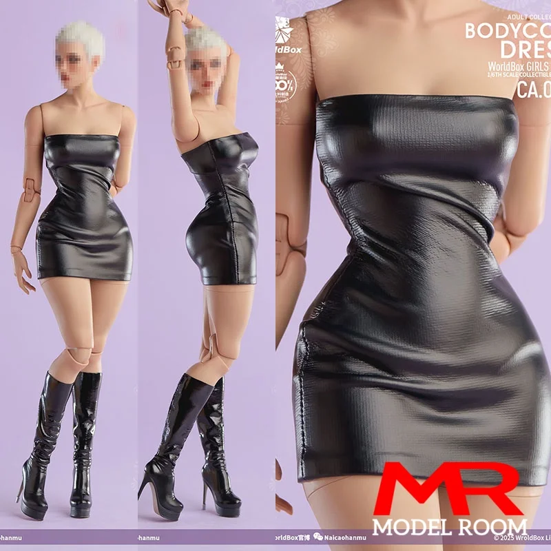 

Worldbox CA019 1/6 Scale Female black Strapless Bodycon Skirt Long Boots Set Model Fit 12'' Soldier Action Figure Body Dolls