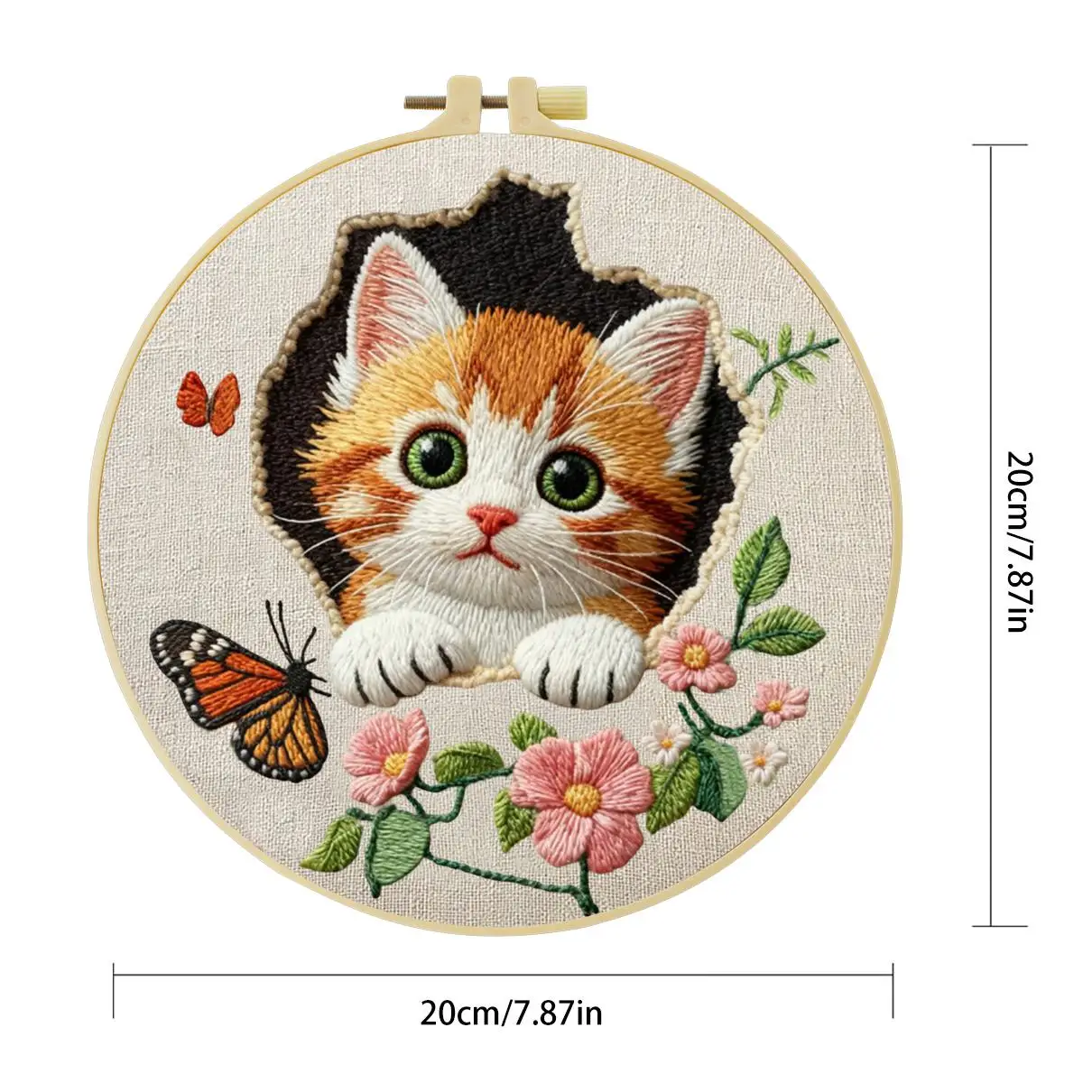 1 Stück 20X20CM/15X15CM 7,87/6,3 Zoll Tier - Katze Stickerei Starter-Kit DIY-Kit DIY-Stickerei-Set Handarbeiten Nadelkunst – Detail 4