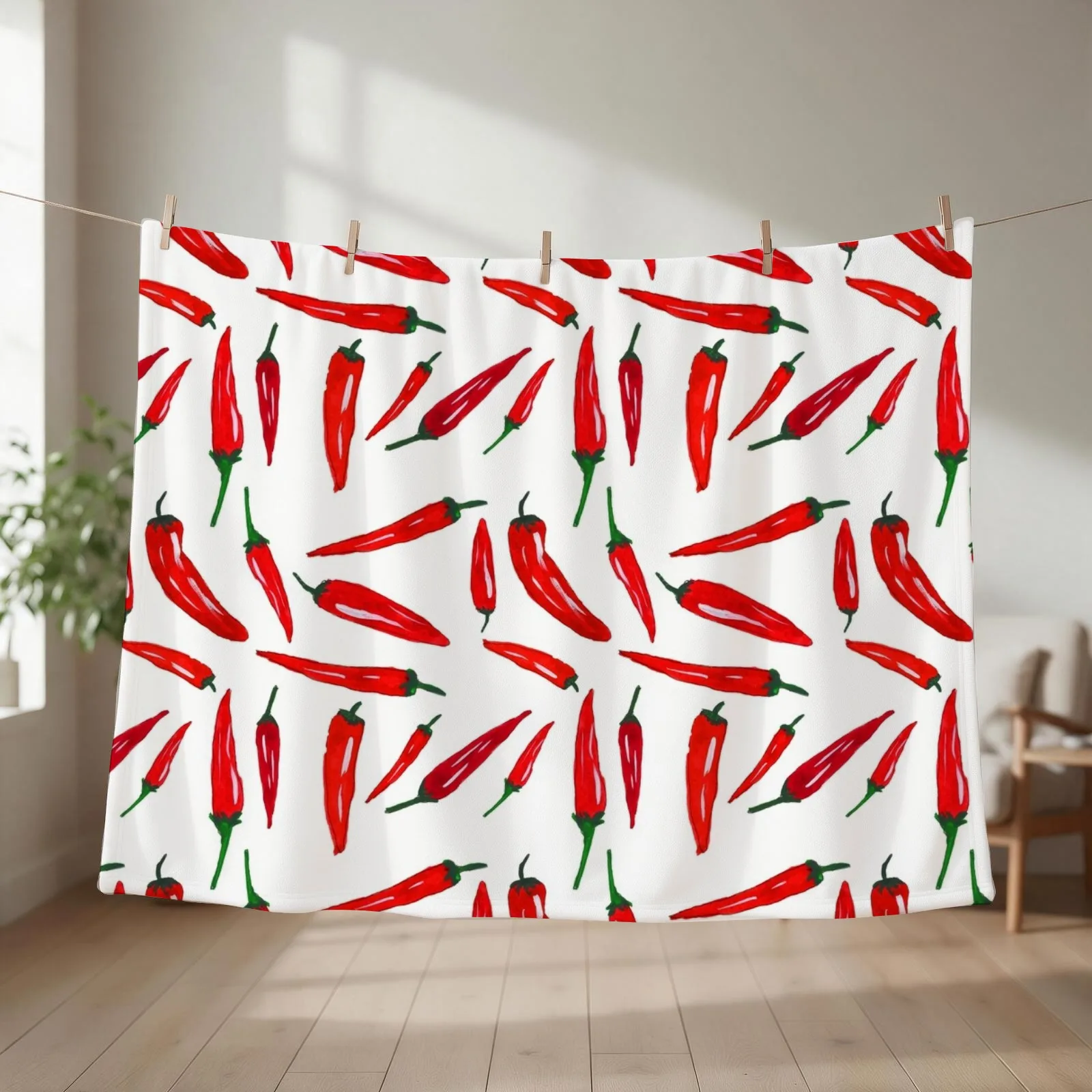 Spicy red pepper chilis Throw Blanket couch cozy soft plush fuzzy picnic outdoor blanket