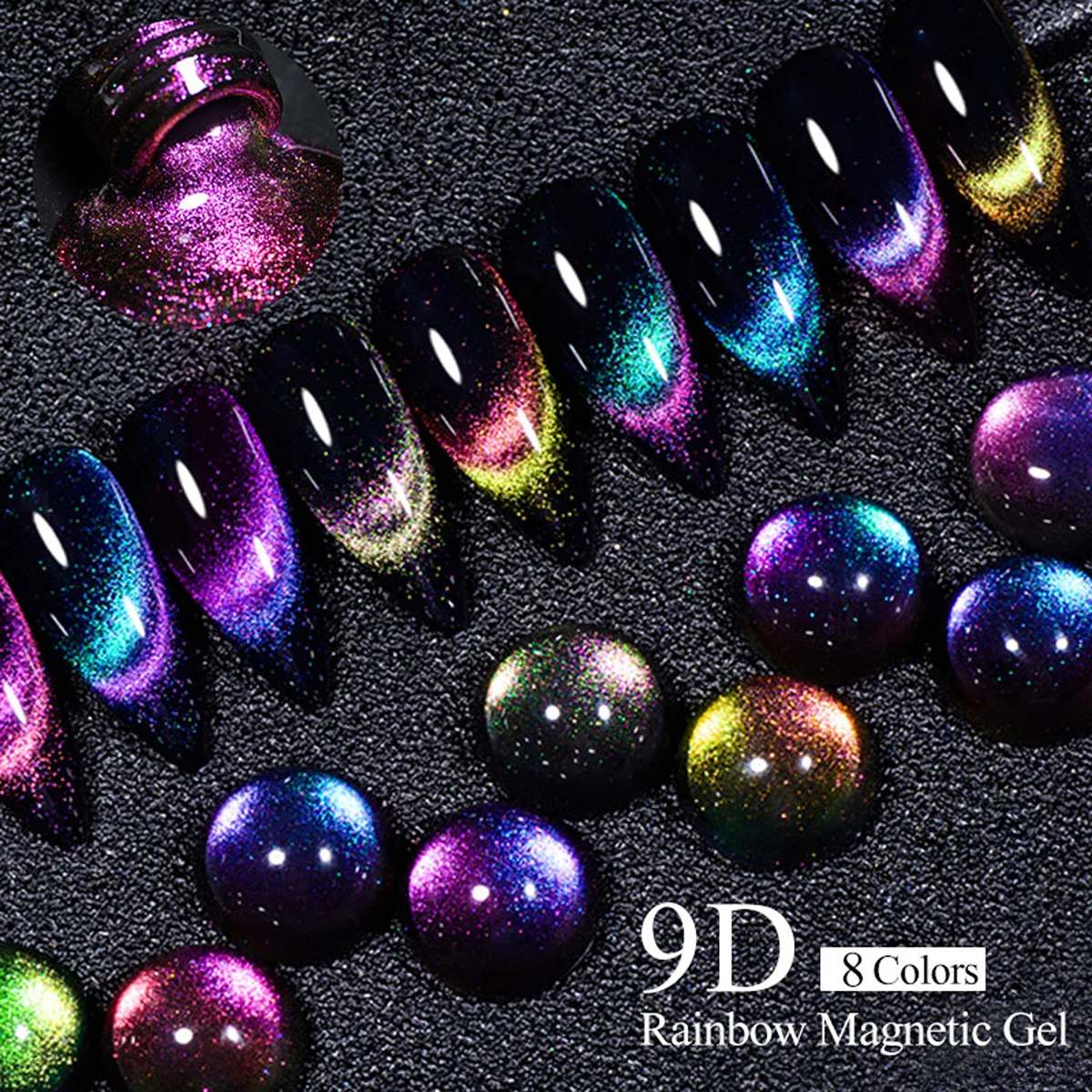 10pcs 8ml 9D Rainbow Cat Magne - Nail Art Rainbow ulasan dan harga