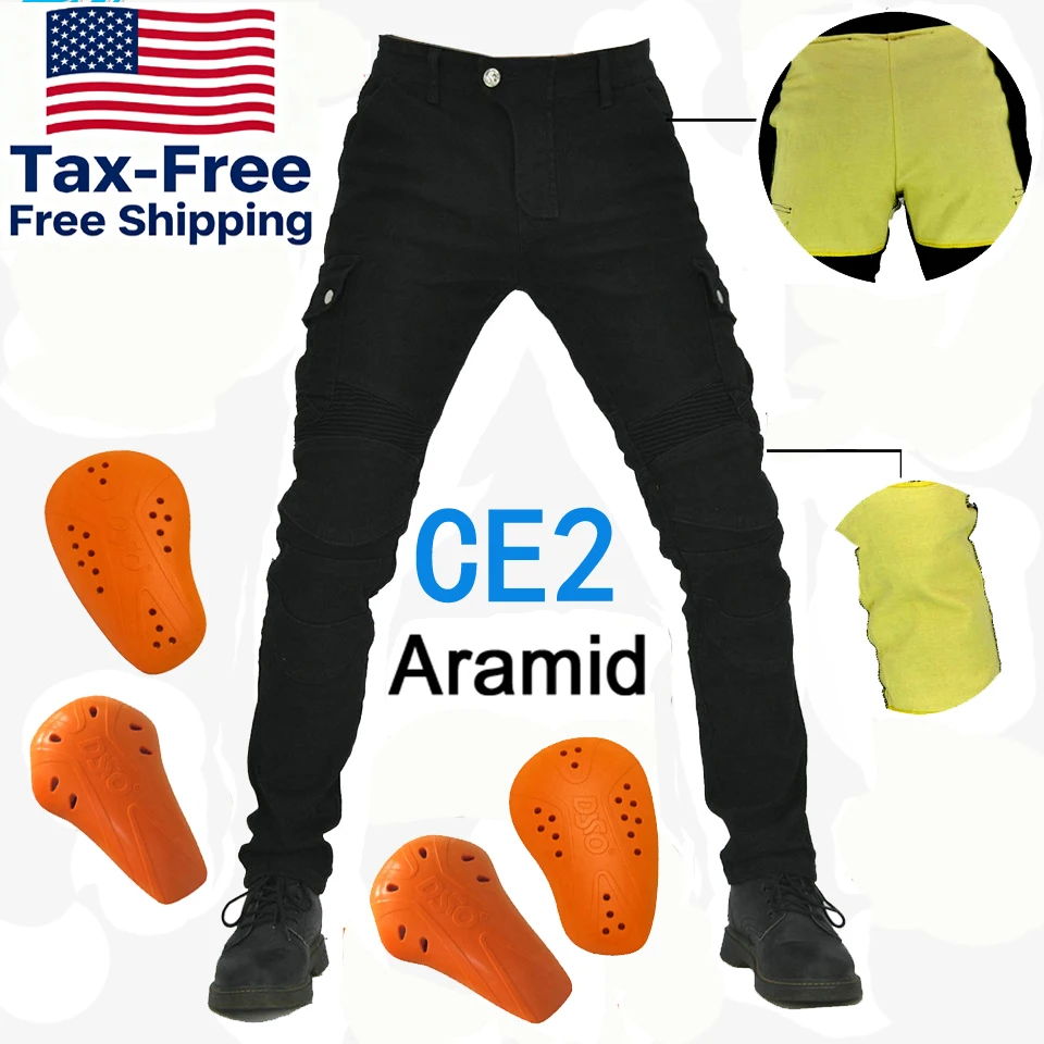 Kevlar Motorcycle Cargo Jeans Men CE Certified Protective Riding Pants All Season Motorbike Trousers S M L XL 4XL 5XL