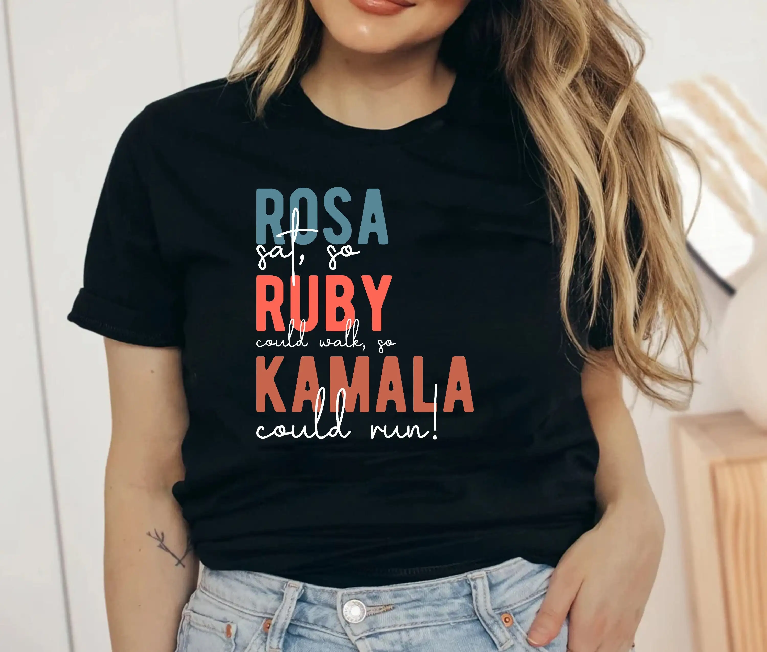 Rosa Sat So Ruby Could Walk Kamala Run Black Woman T Shirt Harris Rally Presidential Election 2024