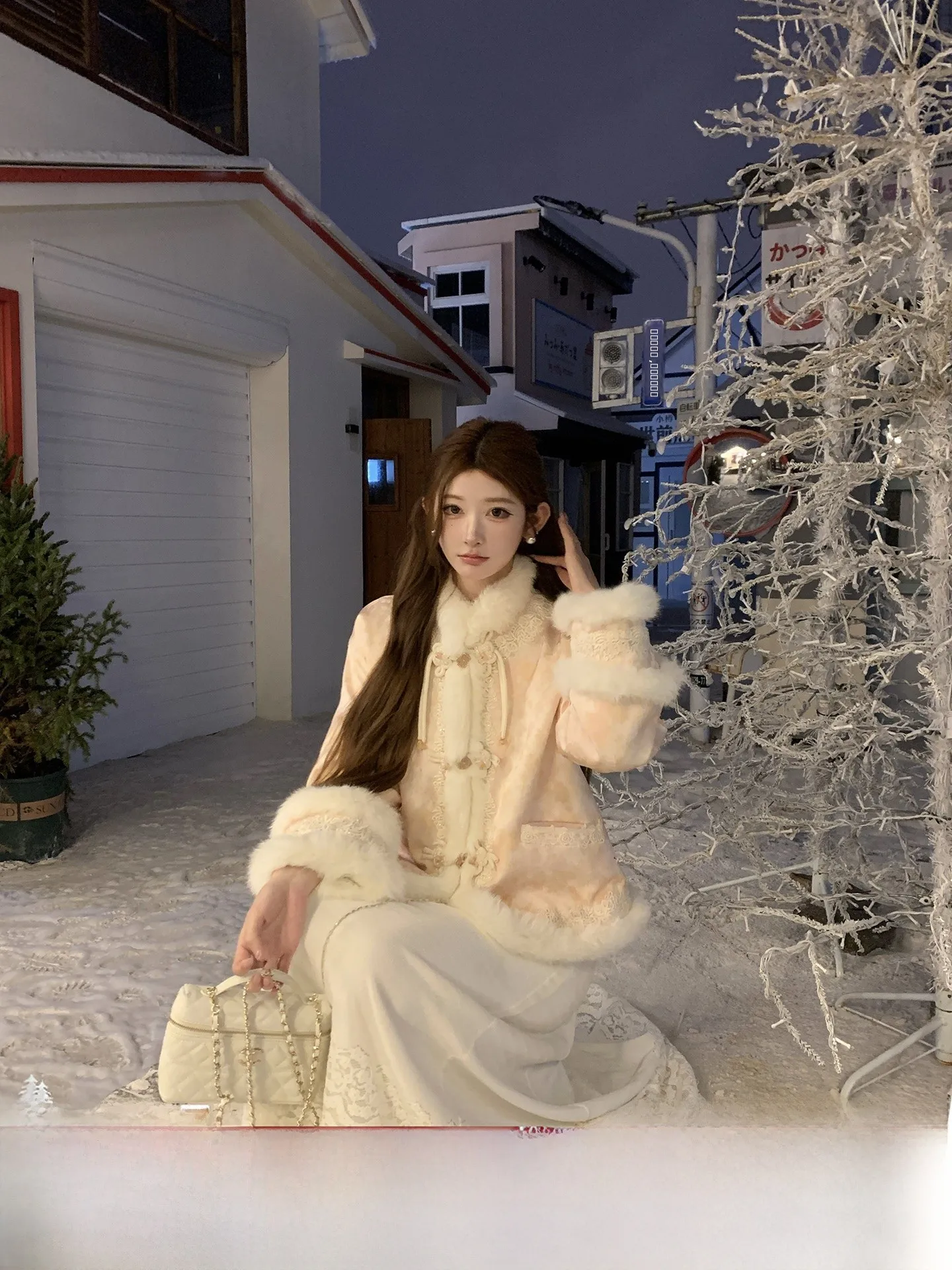 

NMIOK, китайское женское зимнее теплое пуховое пальто с кружевным дизайном и юбкой, комплект, длинное пальто све в национальном тренде