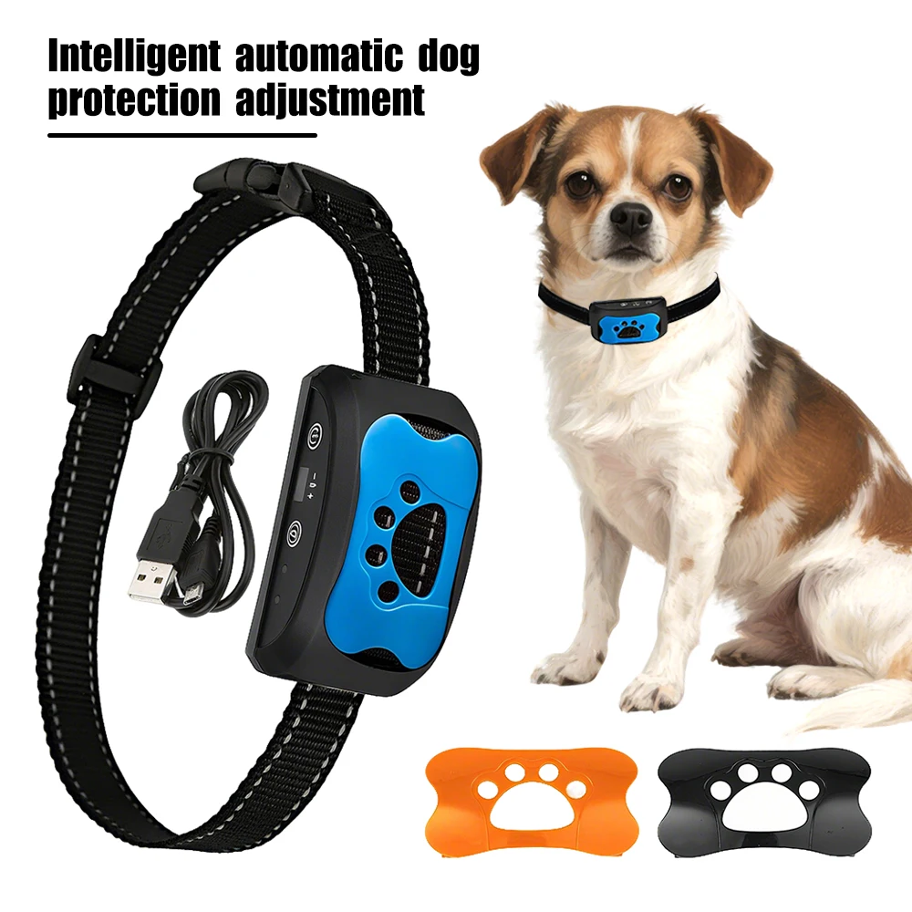 

Intelligent Electric Ultrasonic Stop Barking Vibration Anti Bark Collar Stop Bark Training Collar for Dogs Stopper USB Charging