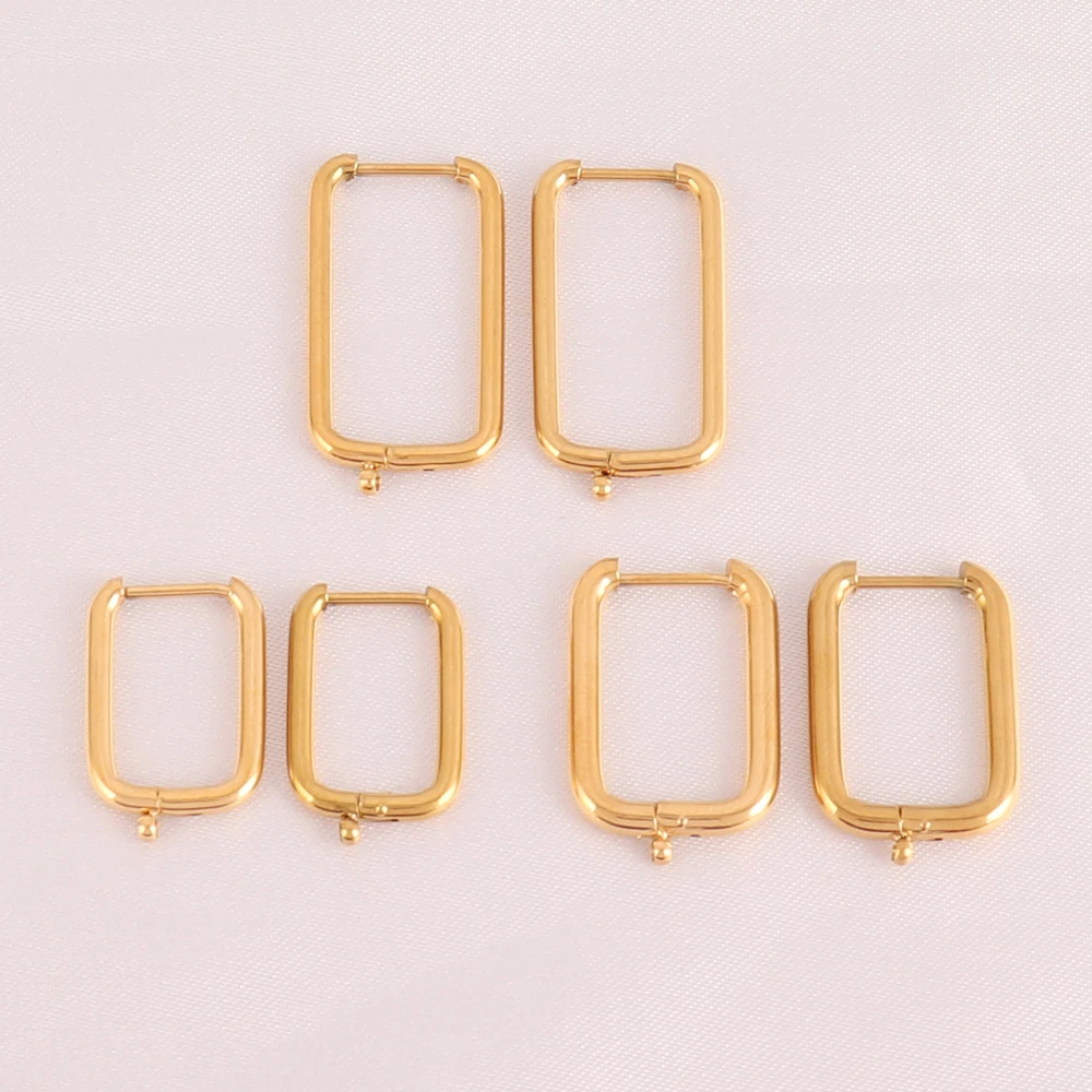 5pcs 316L Stainless Steel Heart Hoop Earrings Posts Star Geometric Oval Earring Base For DIY Jewelry Making Accessories