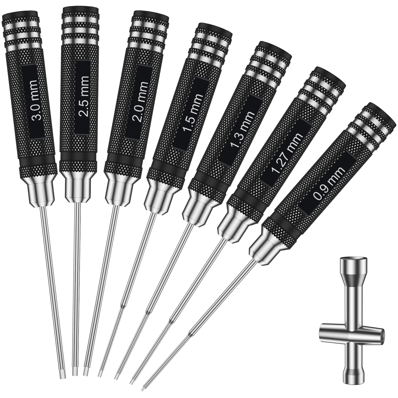 

RC Hex Screwdriver 0.9mm/1.27mm/1.3mm/1.5mm/2.0mm/2.5mm/3.0mm Heavy Duty Hexagon Screwdriver with Cross Sleeve Wrench Repair