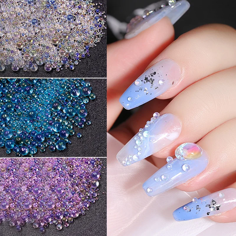 1Box MIni Caviar Tiny Beads Rhinestones Glass Balls Micro Bead 3D Nail Decorations Crystal Charms Nail Accessories