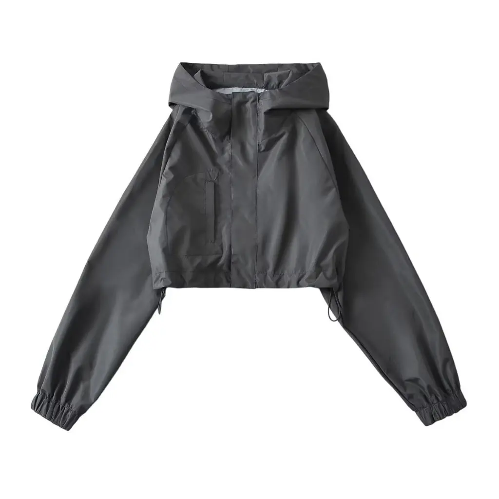 

Women's Hooded Jacket High Waist Drawstring Loose Top Fashion Assaulter's Clothing Autumn New Joker Style