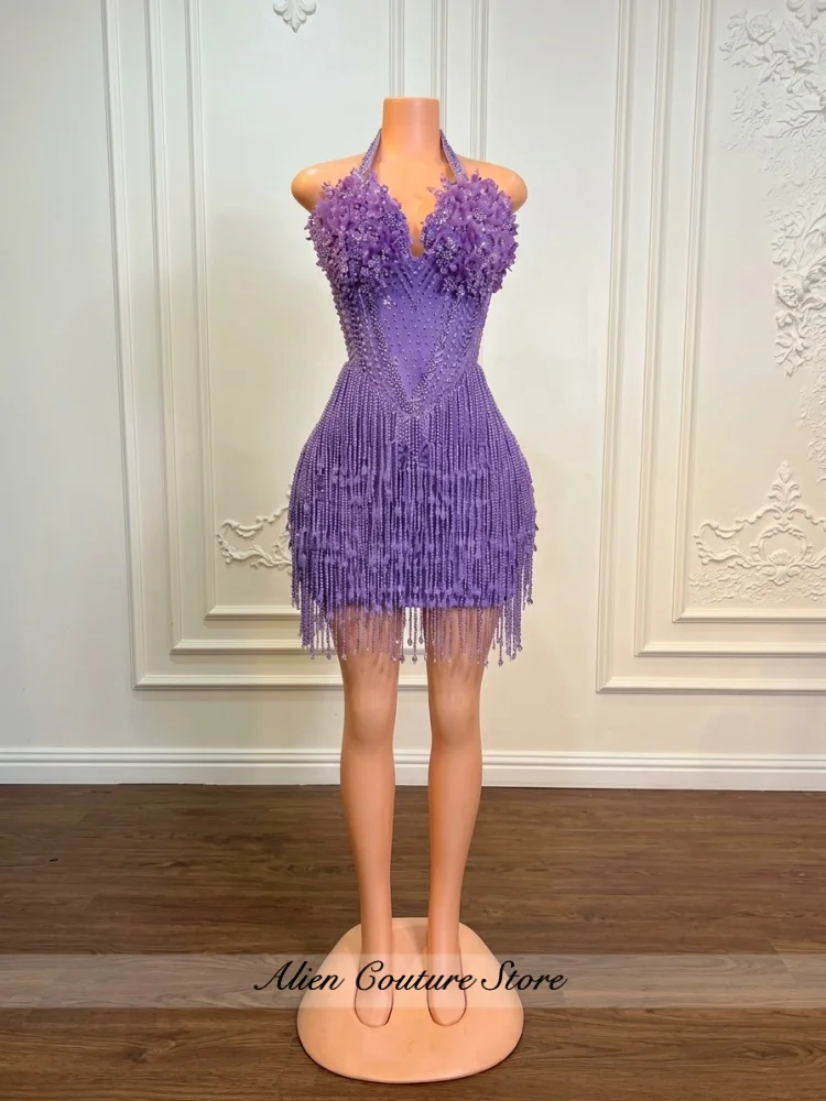 Lavender Purple Beads Homecoming Dresses for Women 2026 Pearls Rhinestones Prom Party Gown Vestidos De Fiesta  Customized