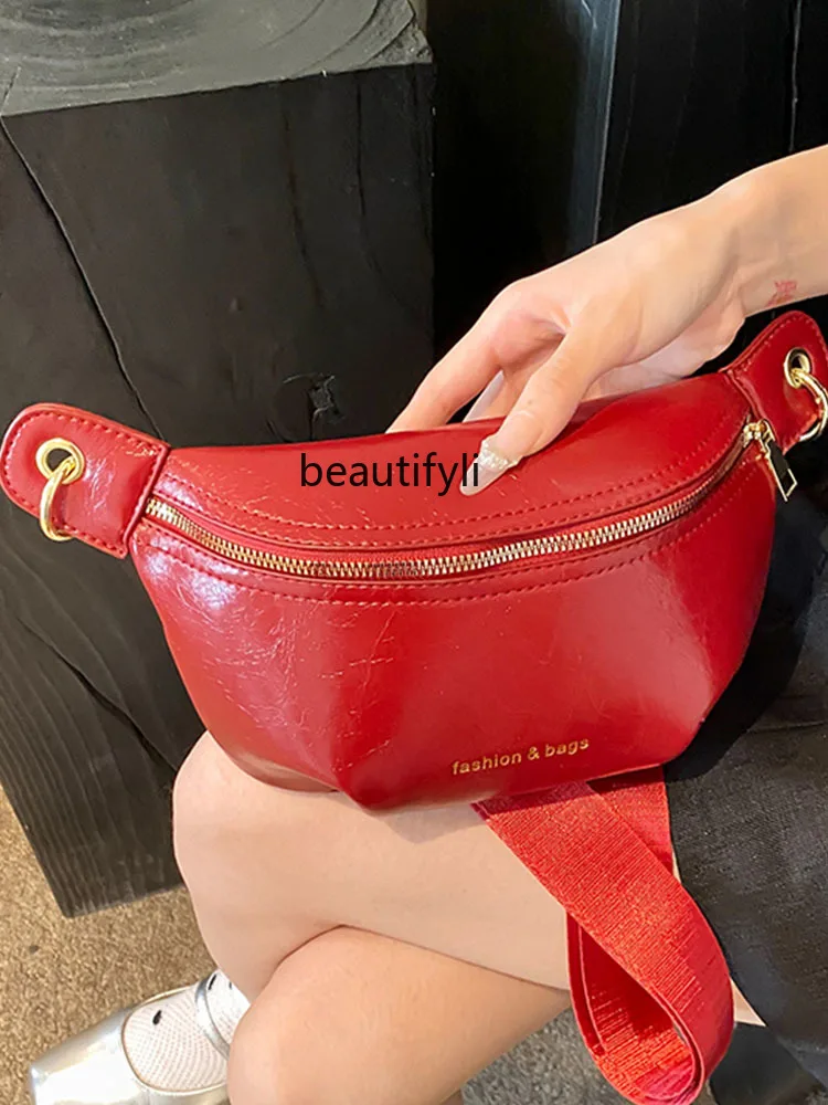 

Fashion Trend Saddle Bag Female Korean Ins Simple Casual Underarm Bag Niche High Sense All-Match Waist Bag