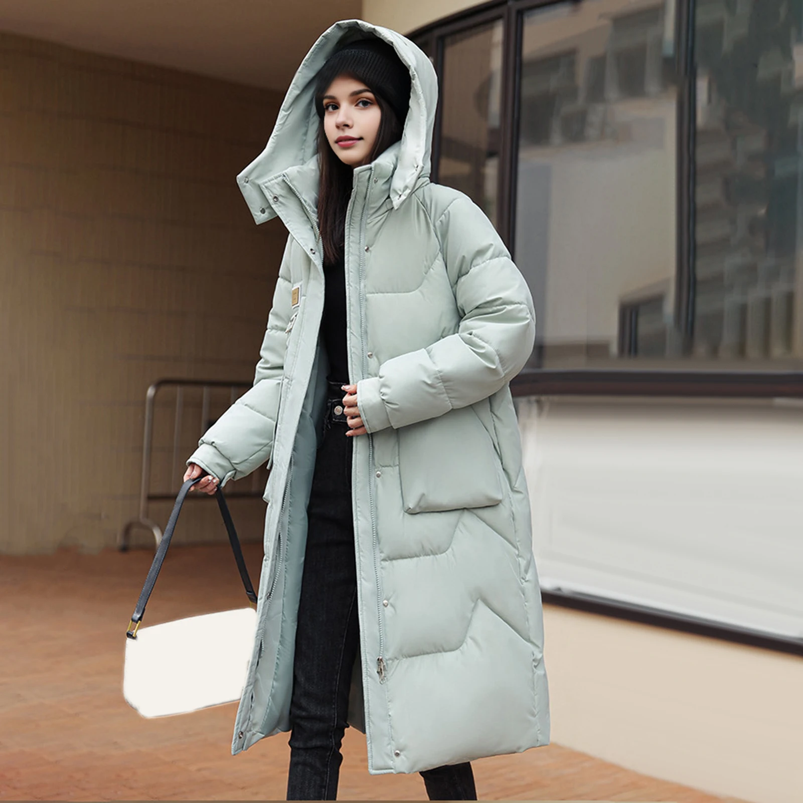 2023 Down Coats New Long-style Cotton Dress Korean Version Large Size Korean Fashion Jackets Winter Heat Parka Feminina Abrigo