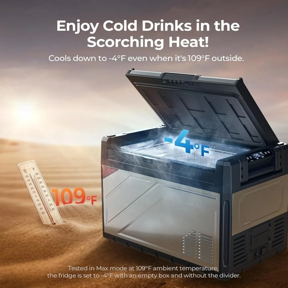 12 فولت 55 كوارت ثنائي المنطقة ثلاجة محمولة ضاغط الفريزر برودة APP التحكم لسيارة شاحنة RV التخييم السفر التيار المتناوب تيار مستمر #1