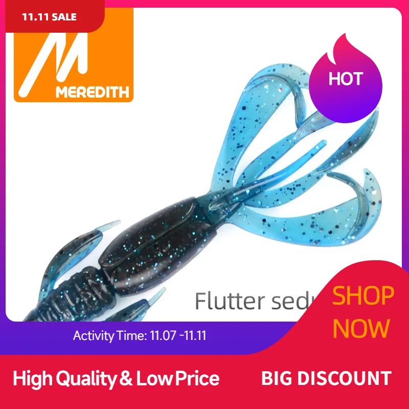 Meredith iscas de pesca louco flapper 70mm/3g 10 pc/lote craws iscas macias pesca para pesca isca macia camarão baixo isca peche engrenagem