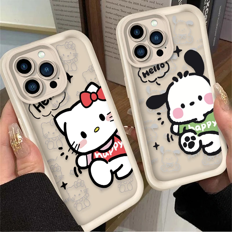 Чехол с рисунком «Hello Kitty Pochacco» для iPhone 17 Air 16E 15 14 13 12 11 Pro Max X XS X S Max XR SE 2020 SE4 7 8 Задняя крышка