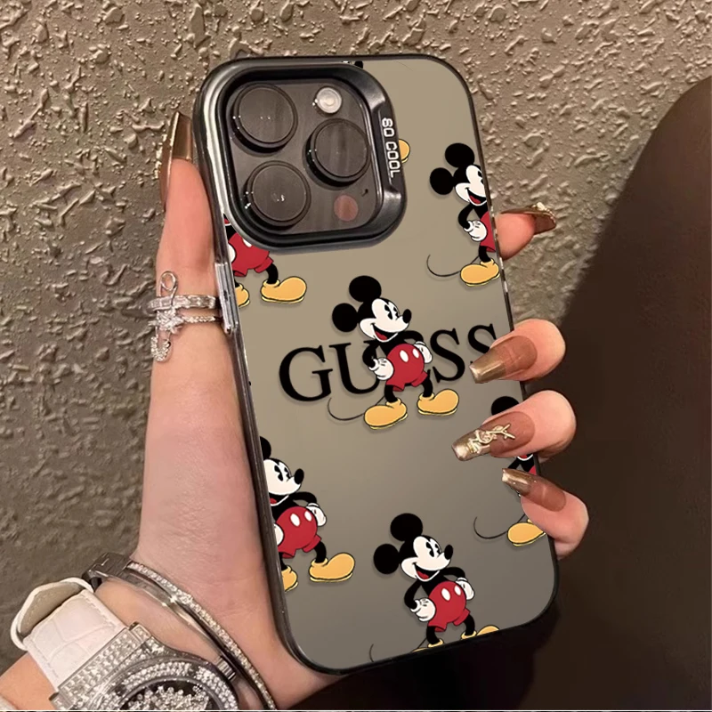 Disney Mickey Couple Phone Case for iPhone 17 16 15 14 13 12 11 Pro Max Plus 17 Air 16E X XR XS Max Hard Shockproof Bumper Cover - náhled 2